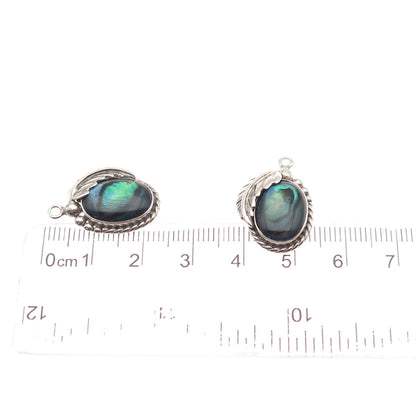 Guss Old Pawn 925 Sterling Silver Vintage Abalone Shell Feather Jacket Earrings