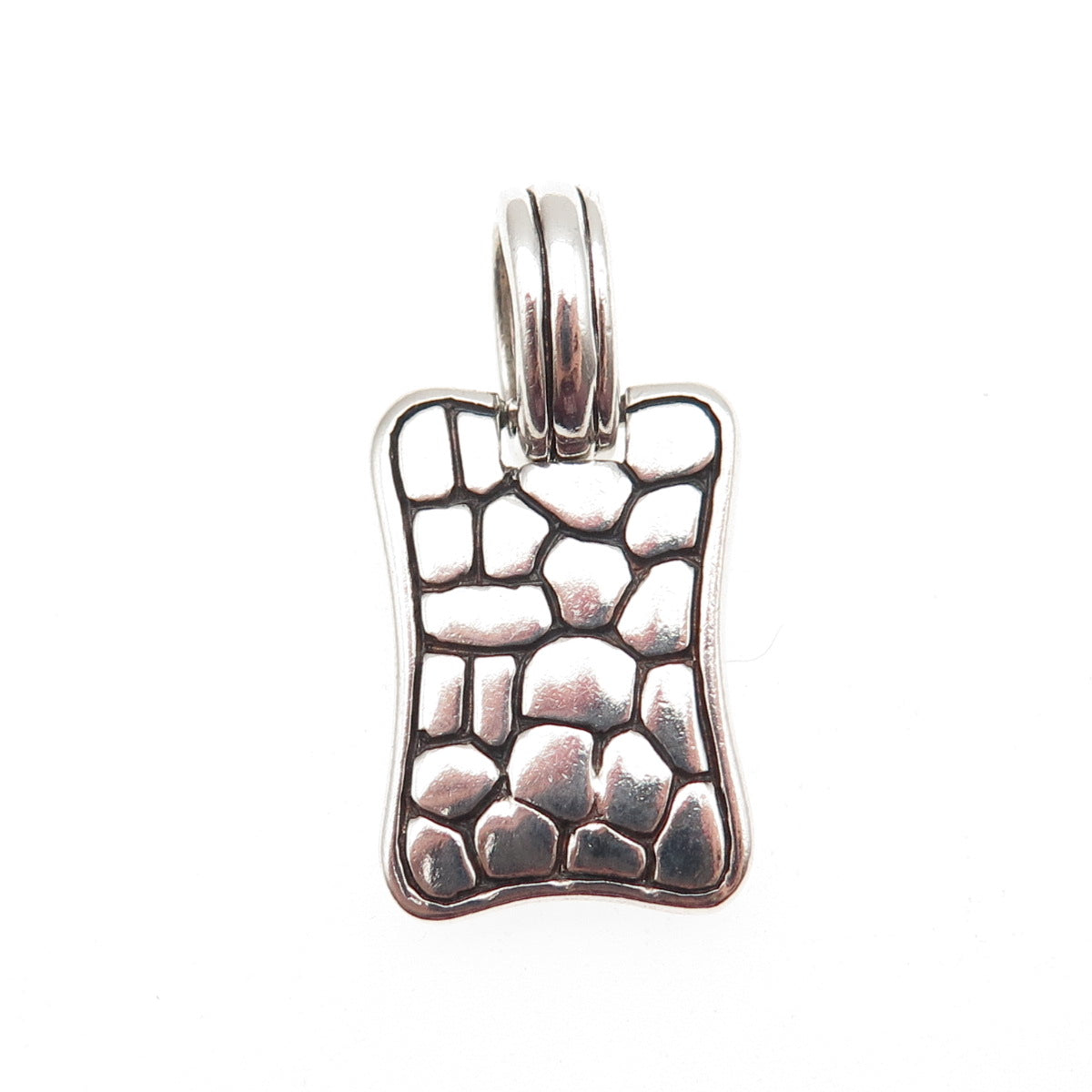 LINAJE 925 Sterling Silver Vintage Modernist Oxidized Charm Pendant