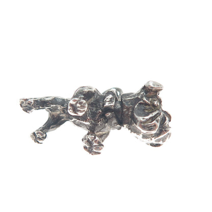 925 Sterling Silver Vintage Dog Oxidized Minimalist 3D Charm Pendant