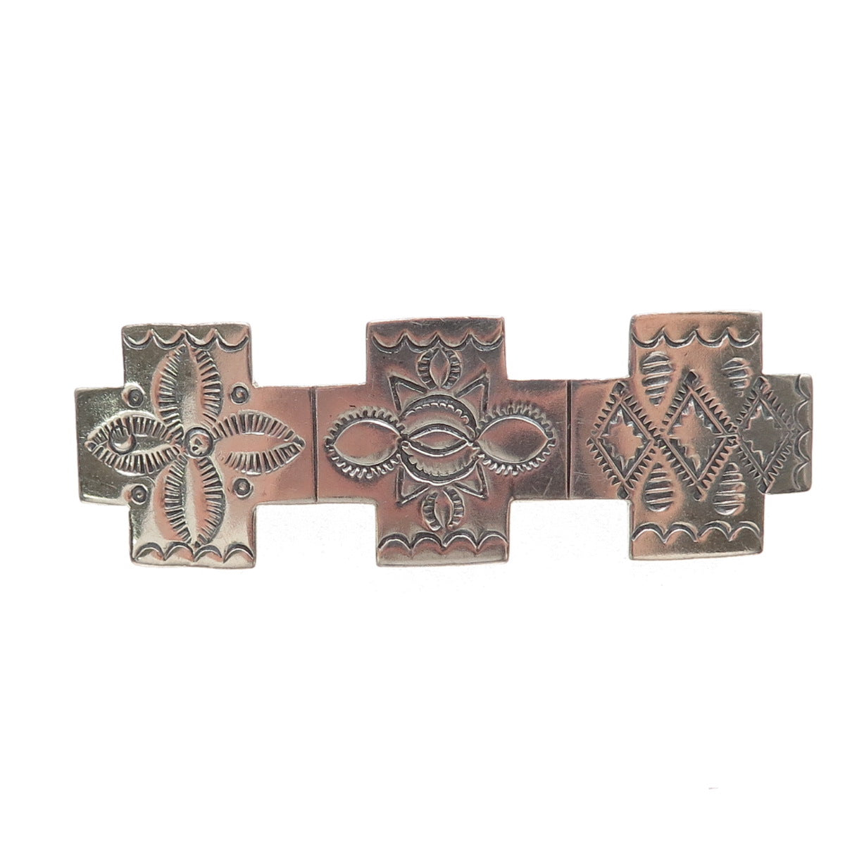 Old Pawn Sterling Silver Vintage Southwestern Cross French Hair Clip Barrette