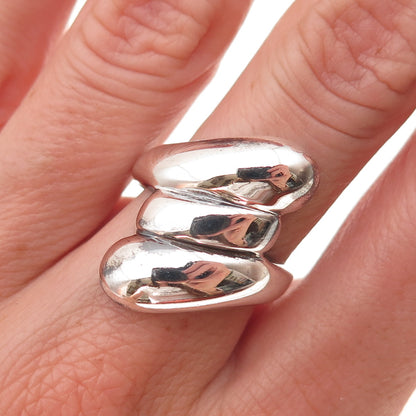 925 Sterling Silver Vintage Modernist Oxidized Ring Size 7.5