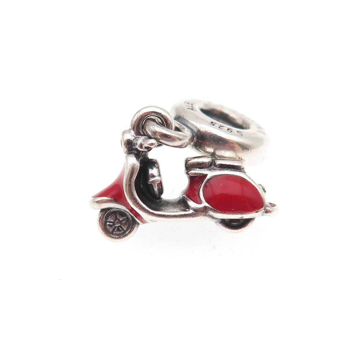 PANDORA 925 Sterling Silver Enamel Red Scooter Slide Dangle Charm