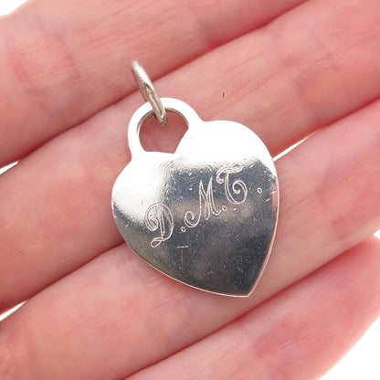 Tiffany & Co. 925 Sterling Silver Vintage Engraved Heart Tag Charm Pendant