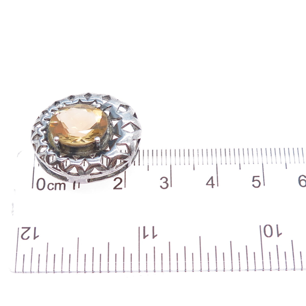 CLYDE DUNEIER CID 925 Sterling Vintage Real Citrine Oxidized Slide Charm Pendant
