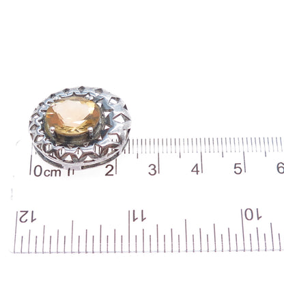CLYDE DUNEIER CID 925 Sterling Vintage Real Citrine Oxidized Slide Charm Pendant