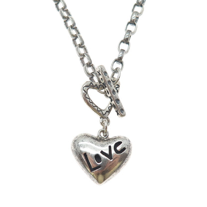 ANNI + CO. 925 Sterling Silver Vintage Love Heart Cable Chain Necklace 18"