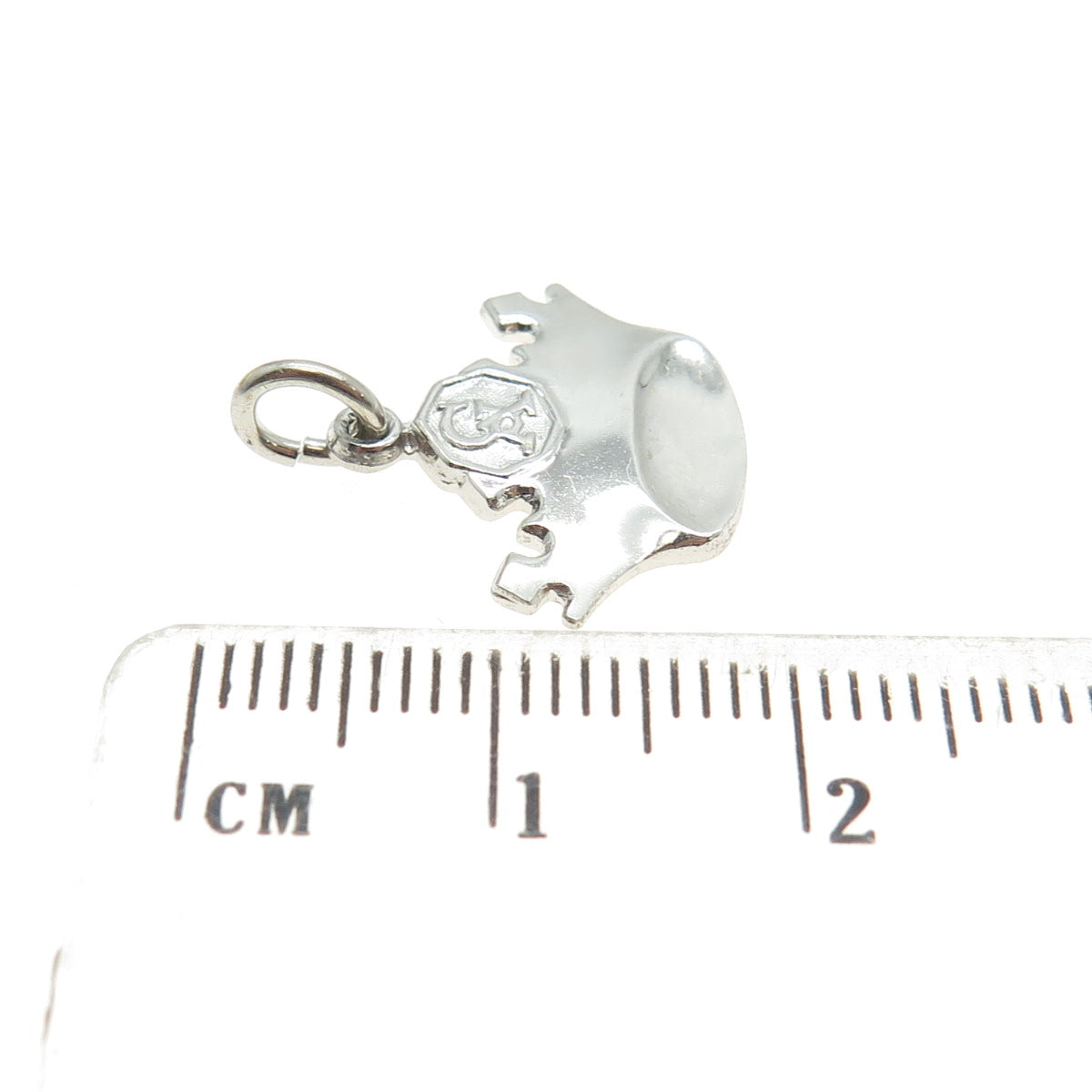 925 Sterling Silver Antique Art Deco "AG" Signet Crown Charm Pendant