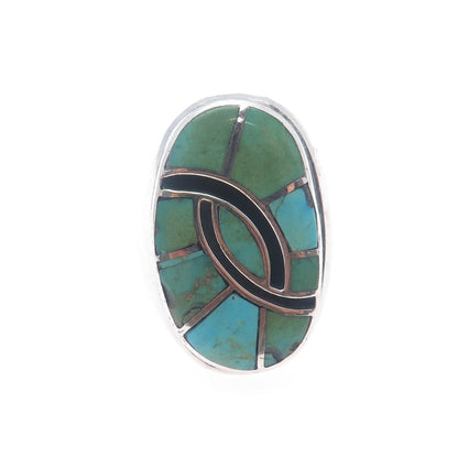 CLEM NALWOOD NAVAJO Old Pawn Sterling Silver Southwestern Turquoise Ring Size 11