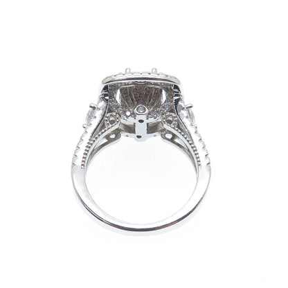 925 Sterling Silver Cushion & Round-Cut C Z Engagement Ring Size 7