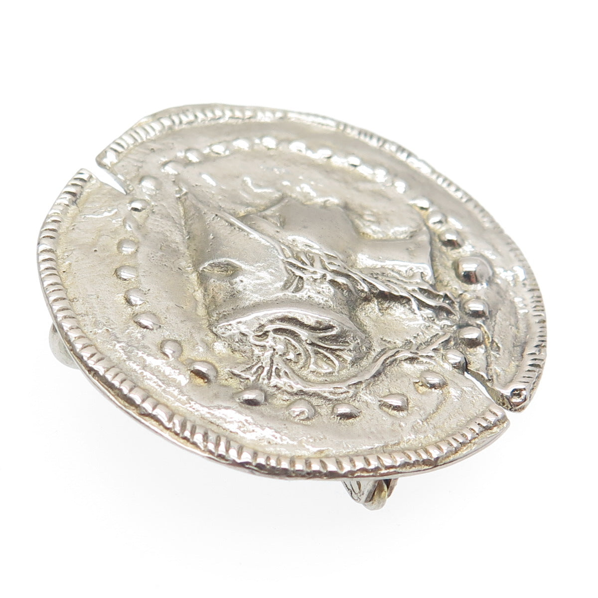 800 Silver Vintage Athena Greek Goddess Pin Pendant