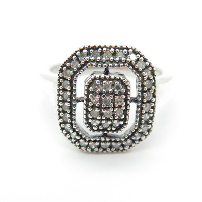 HN HENG NGAI 925 Sterling Silver Real Round-Cut Diamond Ring Size 7