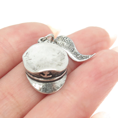 PACIFIC JEWELRY 925 Sterling Silver Vintage Captain's Cap 3D Charm Pendant