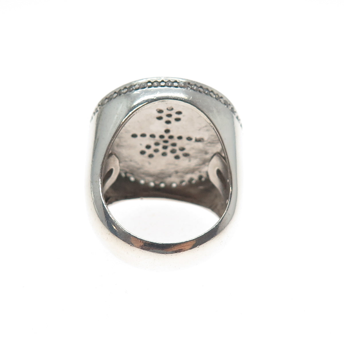 925 Sterling Silver Enamel & C Z Girl Signet Ring Size 7.5