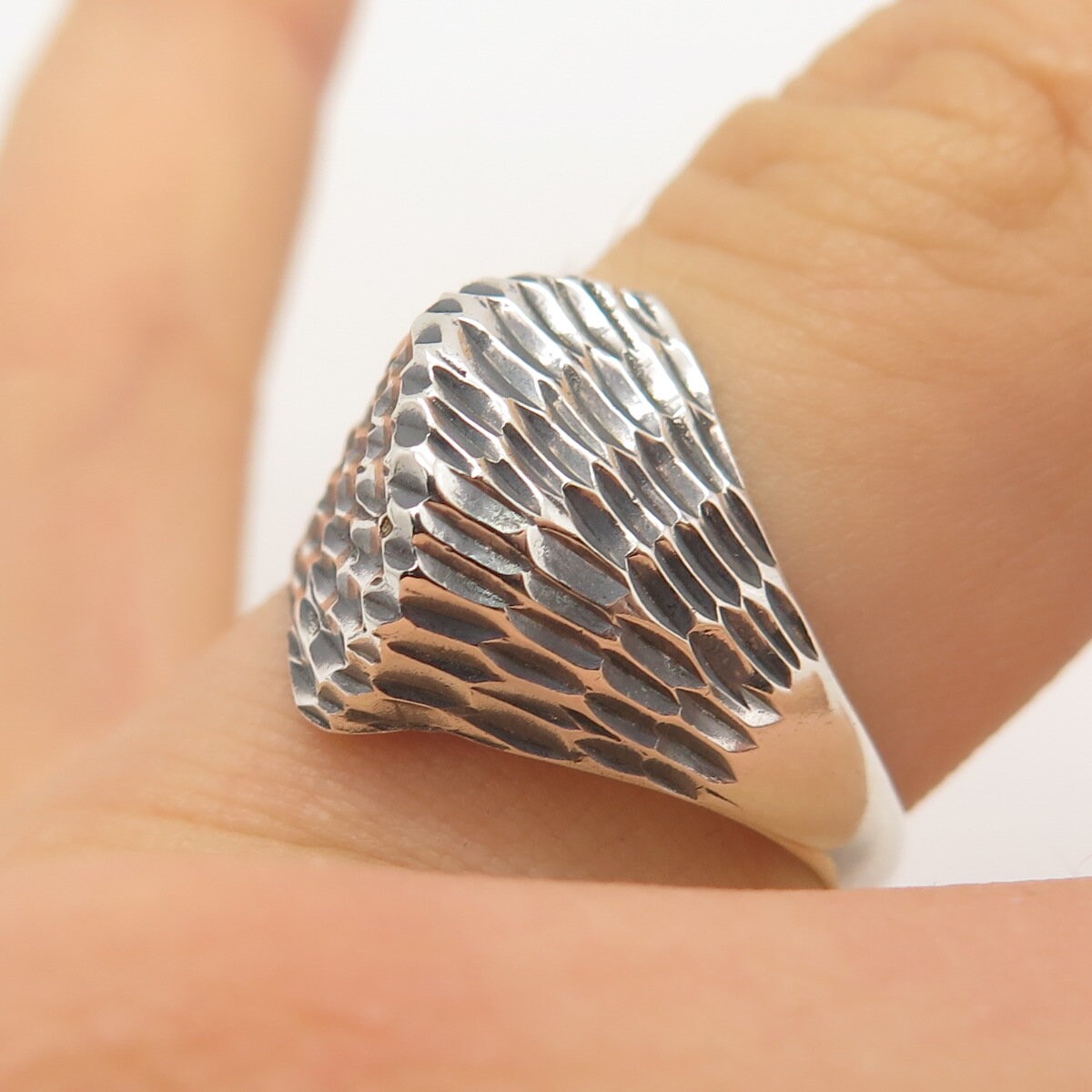 925 Sterling Silver Vintage Honeycomb Ring Size 8