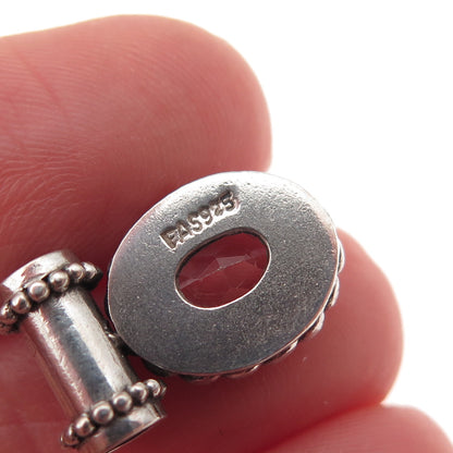 925 Sterling Silver Vintage Real Blue Topaz Oxidized Mini Slide Charm Pendant