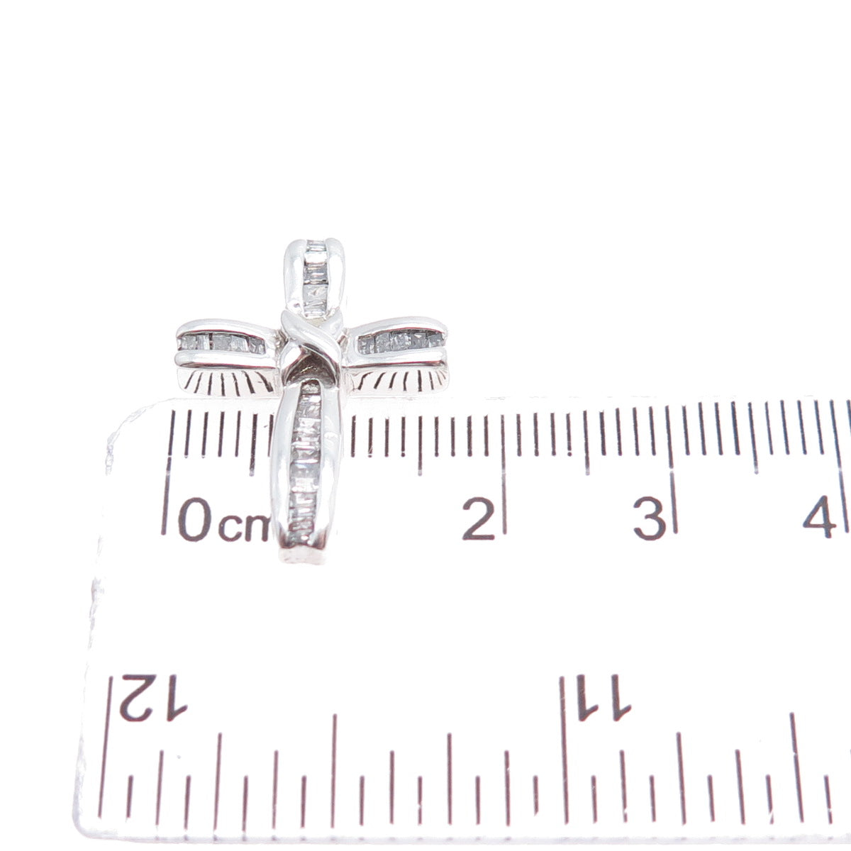 925 Sterling Silver Real Emerald-Cut Diamond Cross Slide Charm Pendant