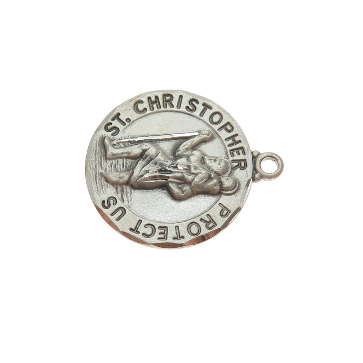 TRU-KAY 925 Sterling Silver Vintage St. Christopher Mini Charm Pendant