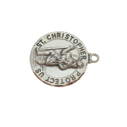 TRU-KAY 925 Sterling Silver Vintage St. Christopher Mini Charm Pendant