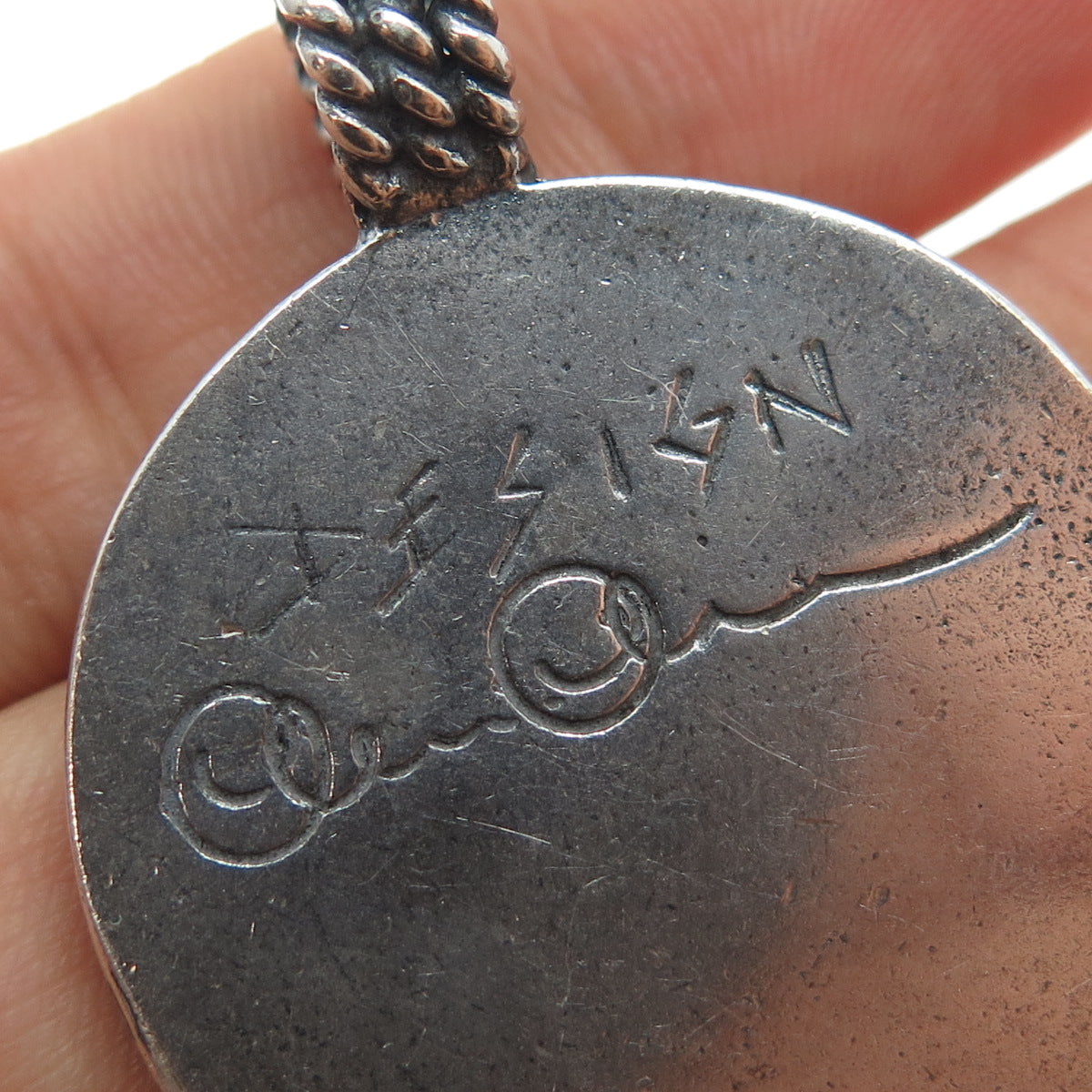 ALEN OLI 925 Sterling Silver Vintage Viking Snake Amulet Oxidized Pendant
