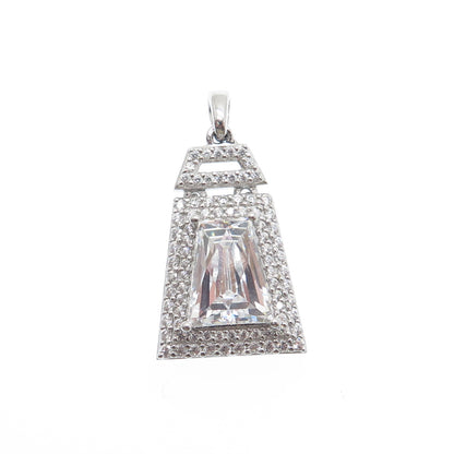 TYCOON 925 Sterling Silver Round & Tapered Baguette-Cut C Z Sparkle Pendant
