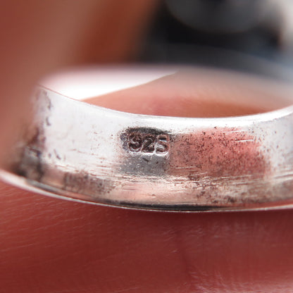 925 Sterling Silver Vintage Spiral Oxidized Band Ring Size 8