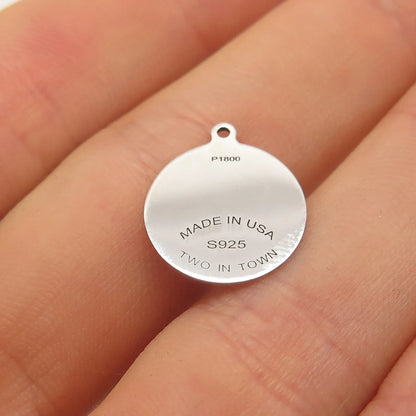 925 Sterling Silver USA Two In Town Waving Shiba Inu Dog Charm Pendant