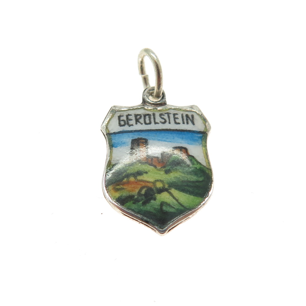 800 Silver Vintage Enamel Gerolstein Germany Minimalist Charm Pendant
