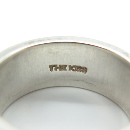 THE KISS 925 Sterling Silver Vintage Scroll Band Ring Size 7.75