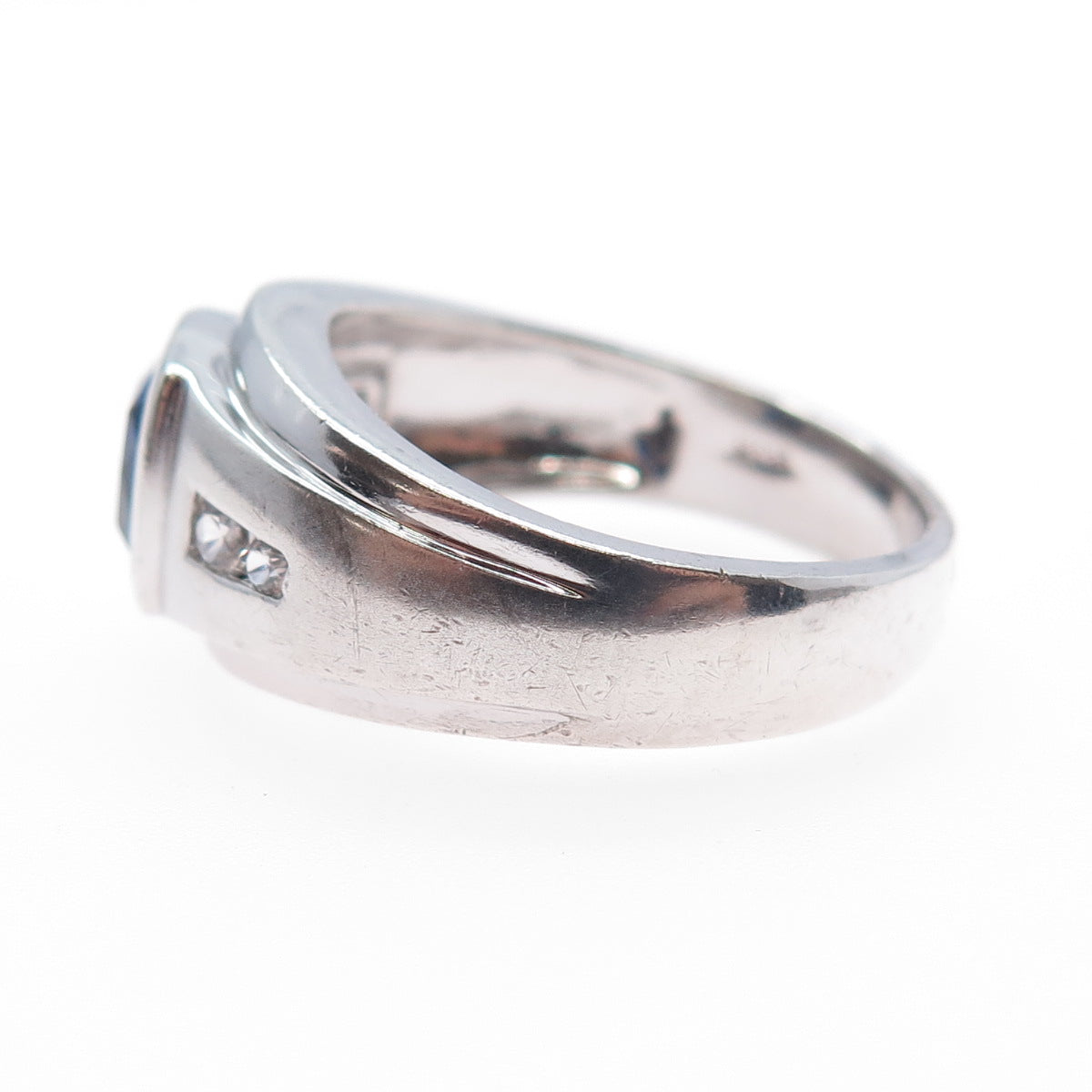 JH YOUNG 925 Sterling Silver Lab-Created Sapphire Real White Topaz Ring Size 11