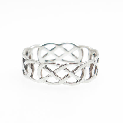 CHARLES WINSTON 925 Sterling Silver Vintage Celtic Knot Band Ring Size 11.25