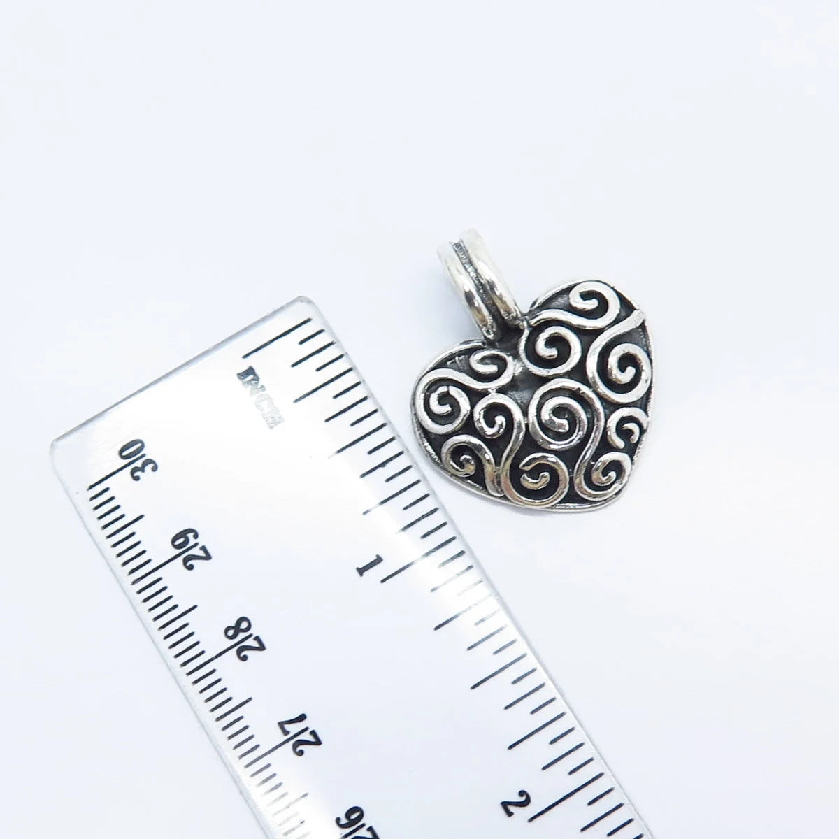 925 Sterling Silver Vintage Swirl Heart Slide Pendant