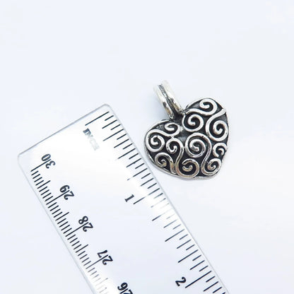 925 Sterling Silver Vintage Swirl Heart Slide Pendant