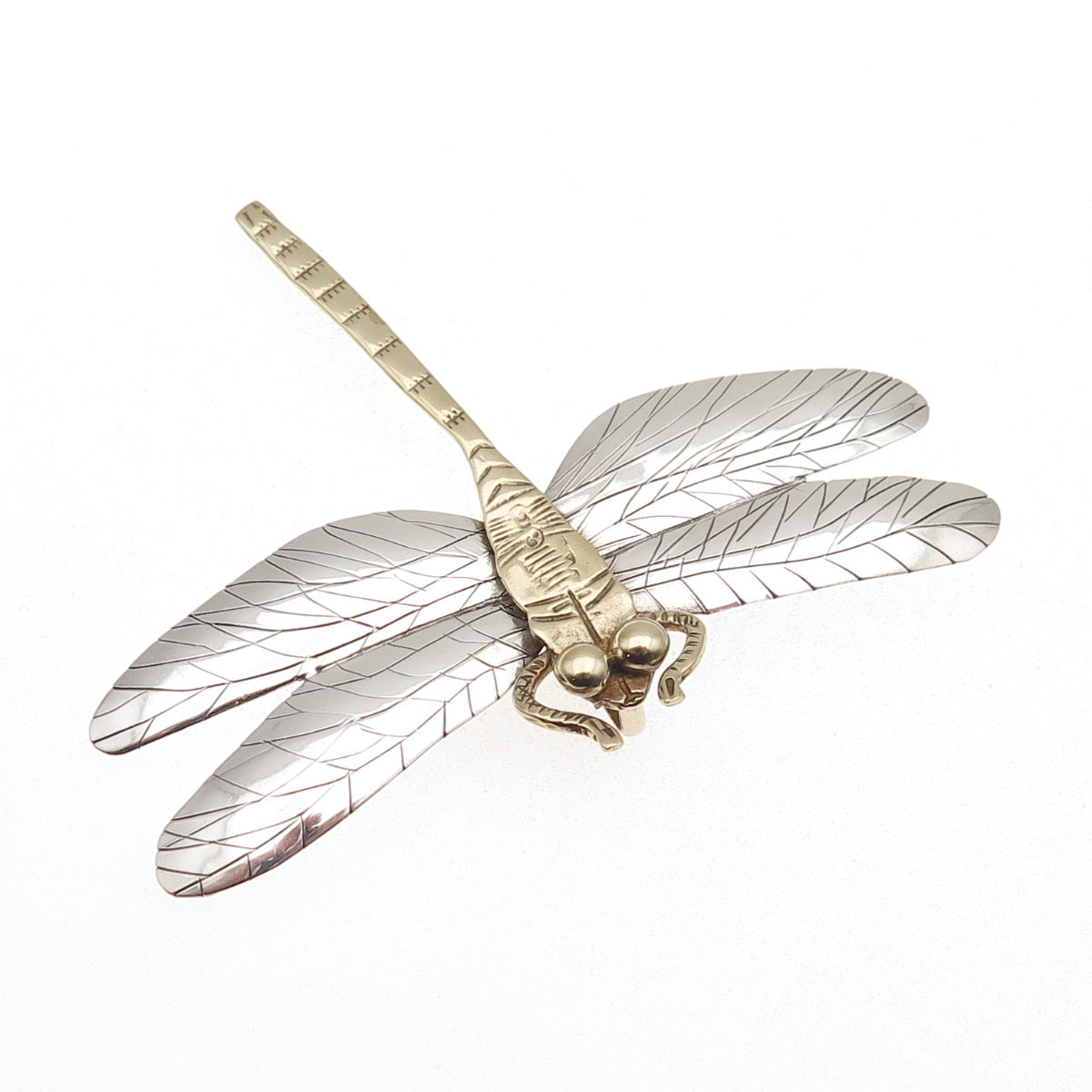 Courtney Peterson Sterling Silver 2-Tone Vintage Dragonfly Pin Brooch / Pendant