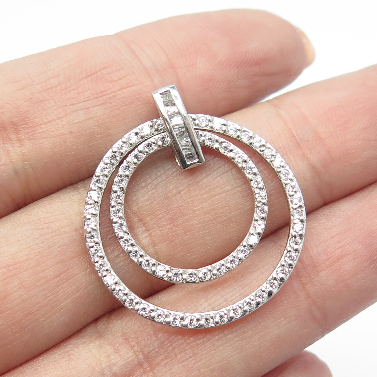 925 Sterling Silver White C Z Circle of Life Pendant