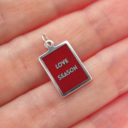 925 Sterling Silver Red Enamel Love Season Minimalist Charm Pendant