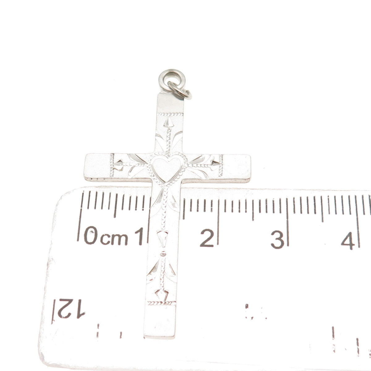 Vargas 925 Sterling Silver Antique Art Deco Heart Cross Charm Pendant