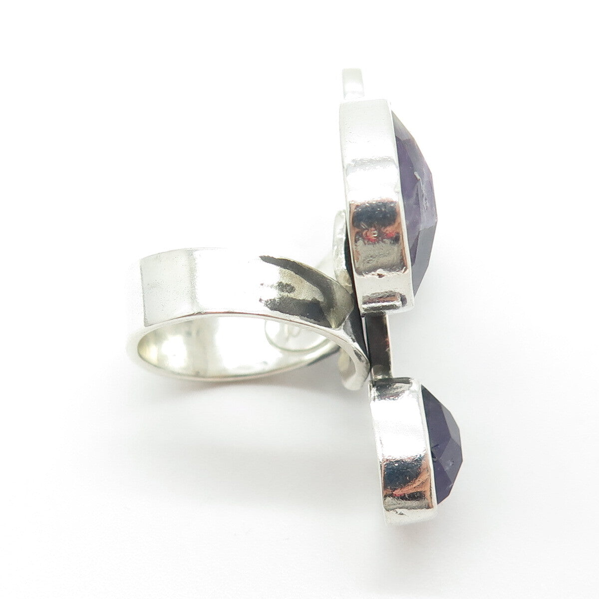LAPIDARIO BARRERA 950 Silver Vintage Amethyst Modernist Adjustable Ring Size 7