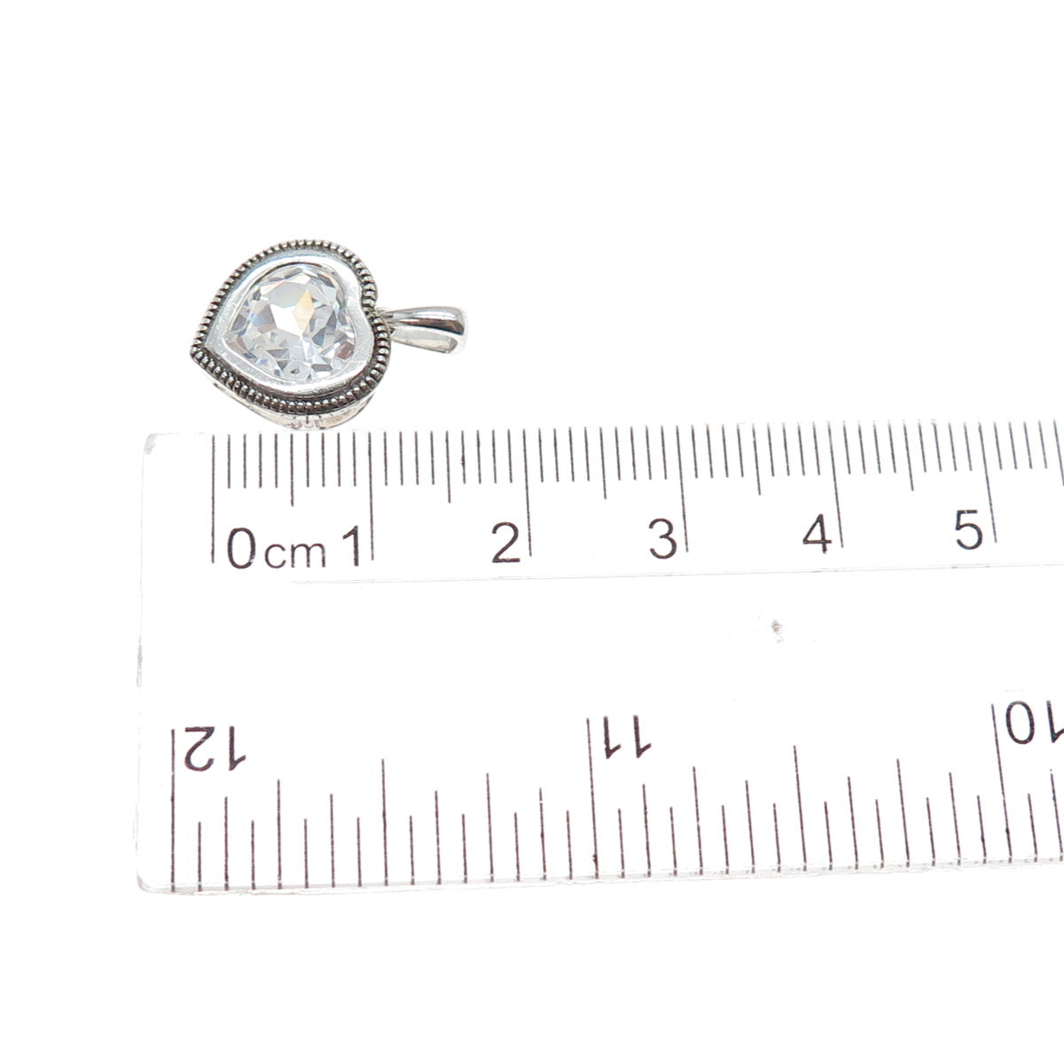 925 Sterling Silver Heart-Cut C Z Minimalist Charm Pendant