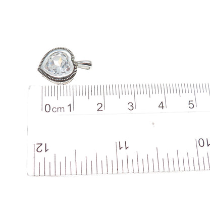 925 Sterling Silver Heart-Cut C Z Minimalist Charm Pendant