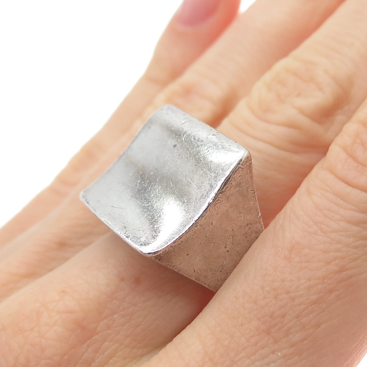 CHAPAL ZENRAY 925 Sterling Silver Vintage Modernist Wavy Ring Size 8.25