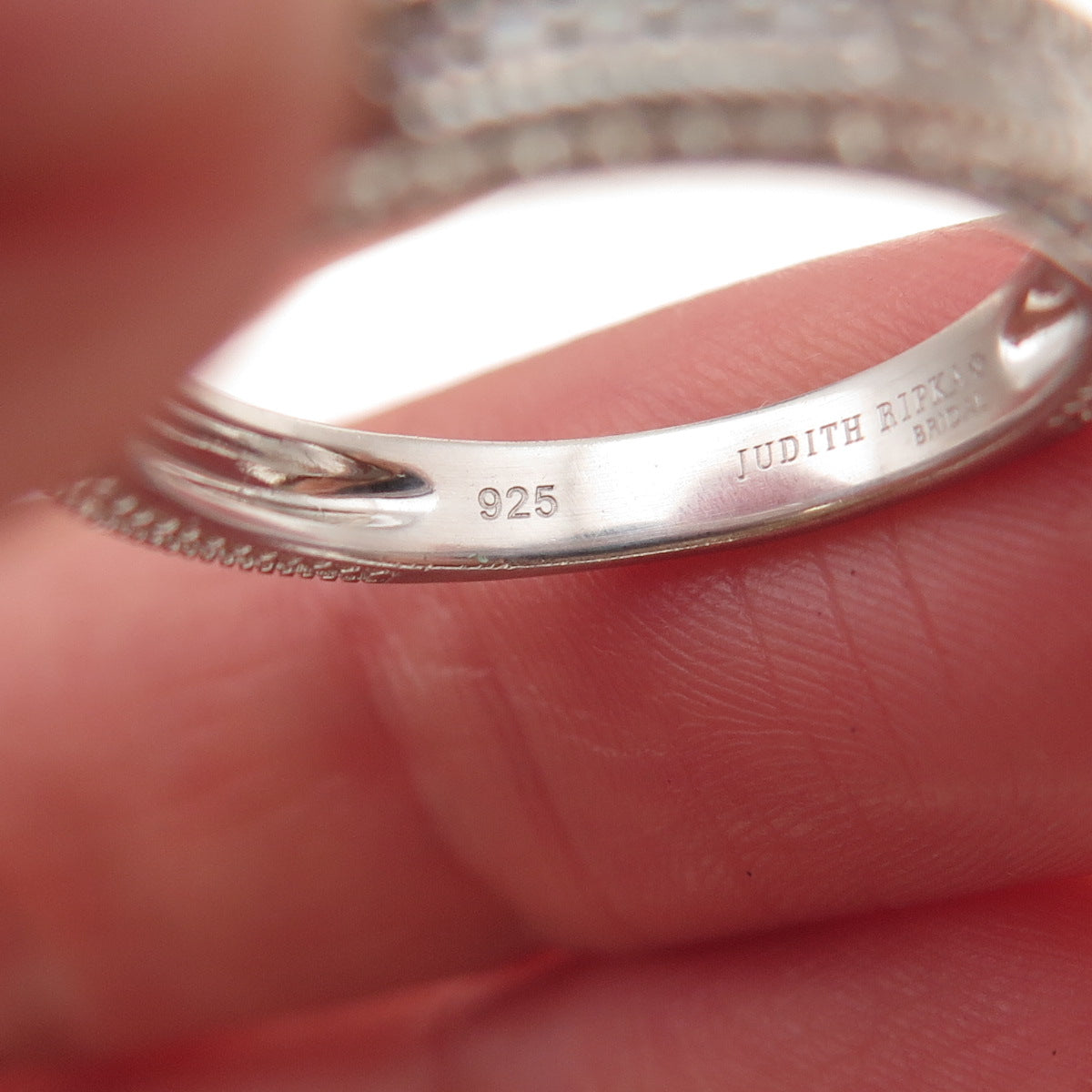 Judith Ripka 925 Sterling Silver C Z Bridal Wedding Band Ring Size 7