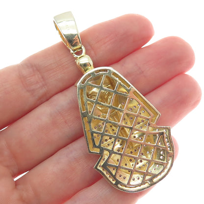 925 Sterling Silver Gold Plated Round-Cut Shaped C Z Egyptian Pharaoh Pendant