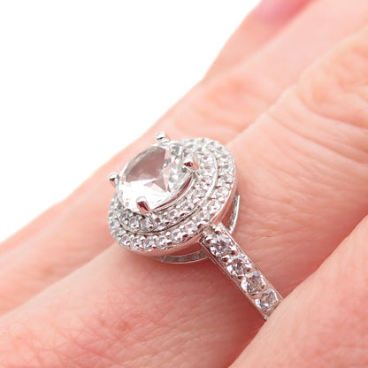 DSMK 925 Sterling Silver Round-Cut C Z Engagement Ring Size 7