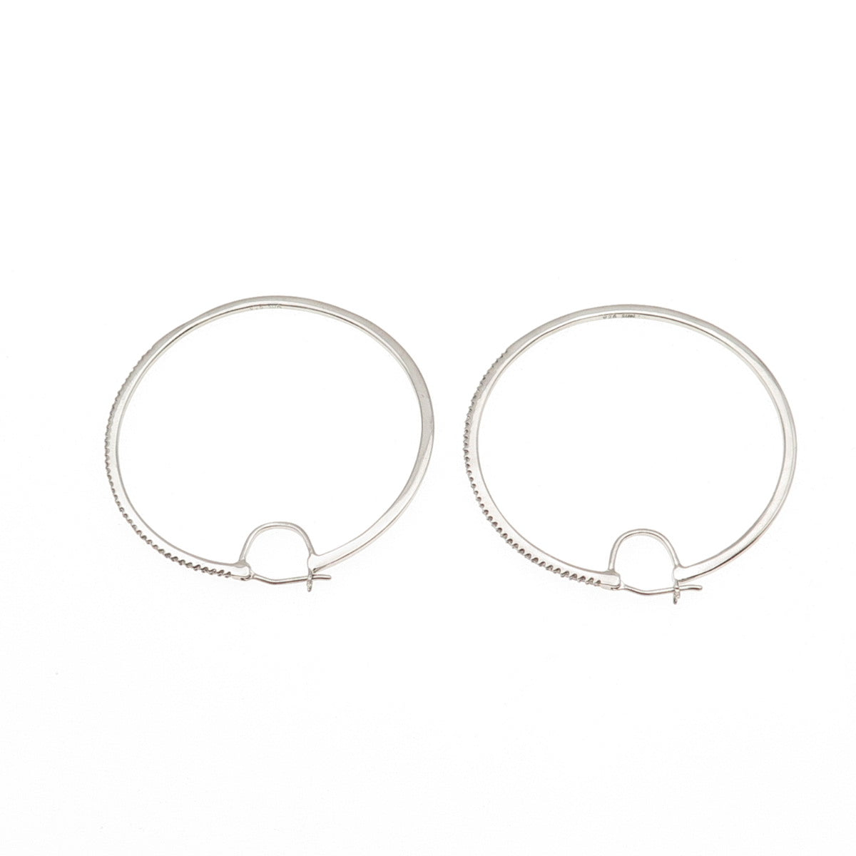 Sun 925 Sterling Silver Real Round-Cut Diamond Large Hoop Earrings