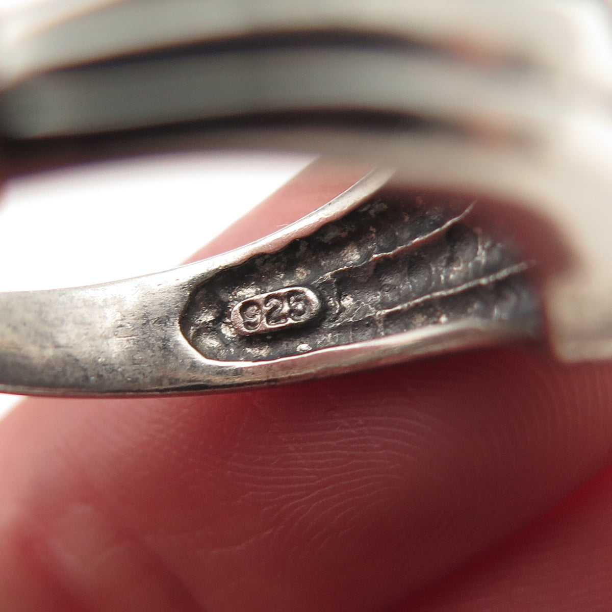 925 Sterling Silver Vintage Modernist Heart Oxidized Ring Size 7