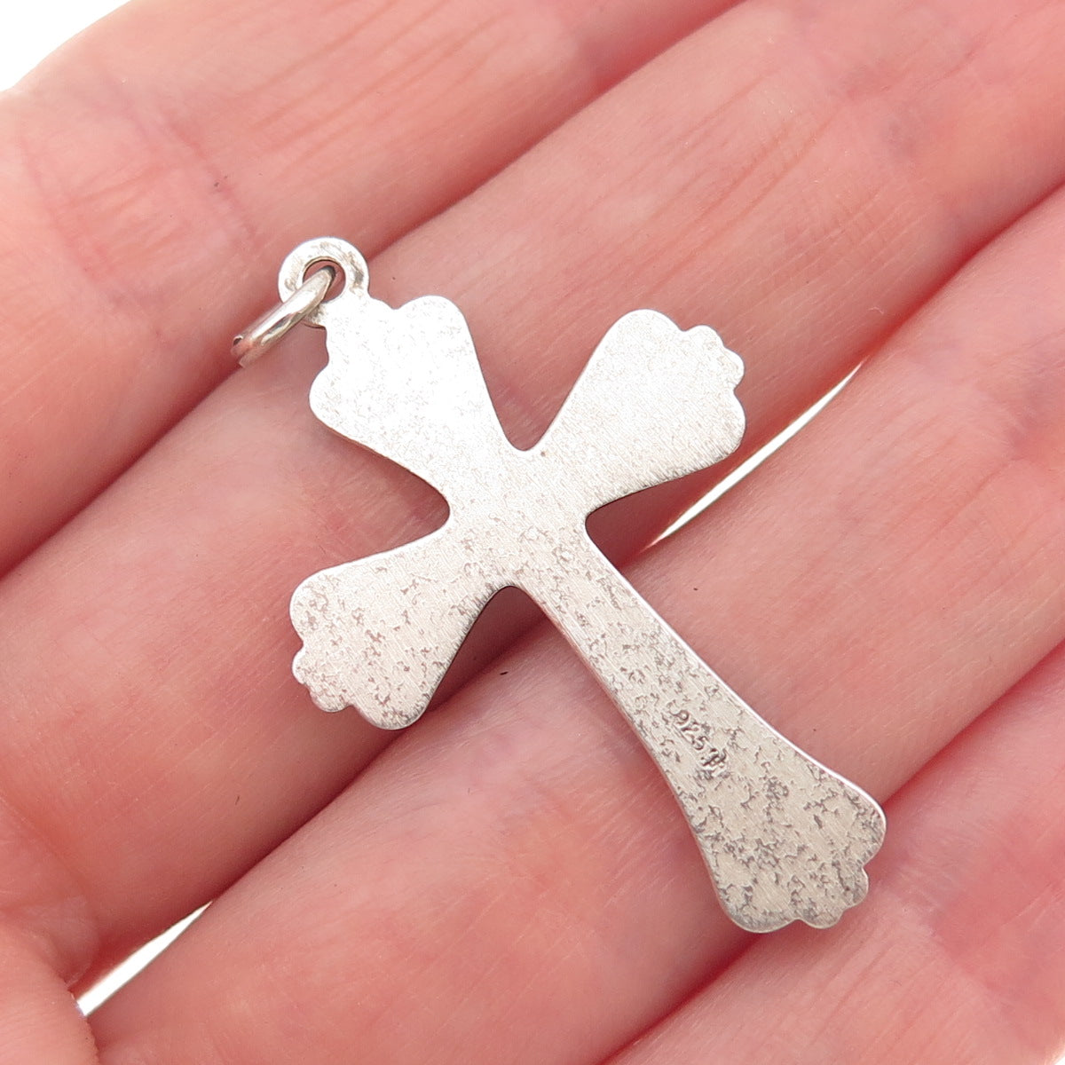 925 Sterling Silver Vintage Cross Religious Oxidized Charm Pendant