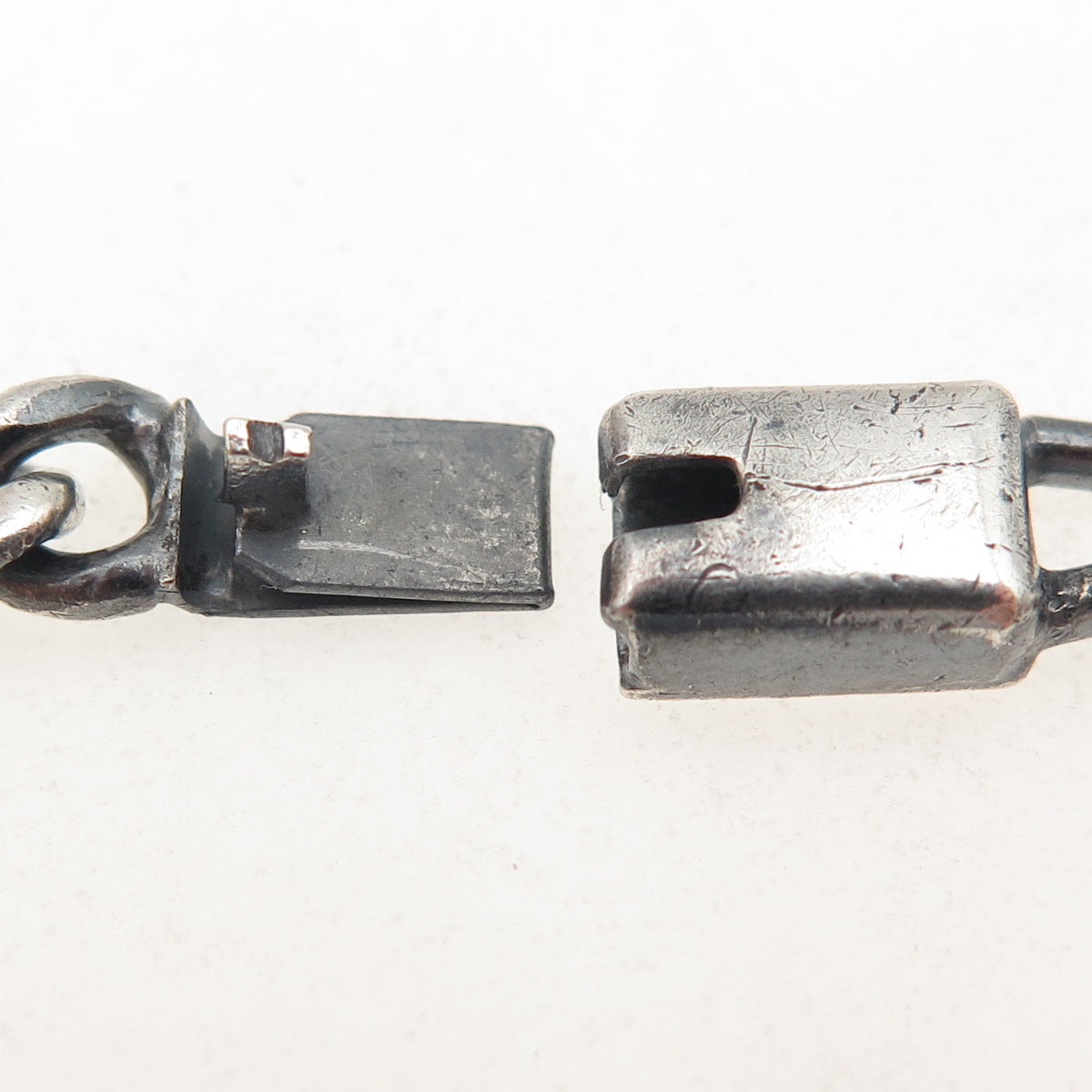 925 Sterling Silver Vintage Mexico Figaro Chain Oxidized Necklace 22"