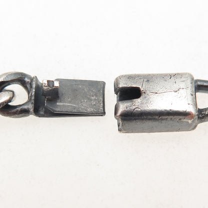 925 Sterling Silver Vintage Mexico Figaro Chain Oxidized Necklace 22"