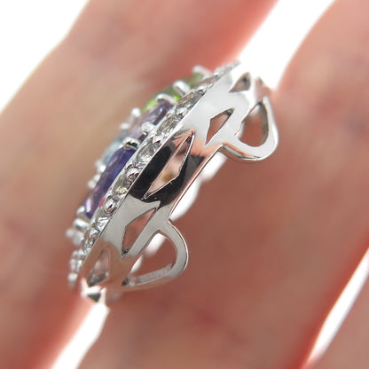 925 Sterling Real Amethyst Blue White Topaz Citrine Peridot Garnet Slide Pendant