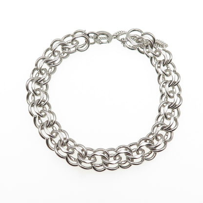 925 Sterling Silver Antique Art Deco Double Rolo Link Bracelet 6.75"